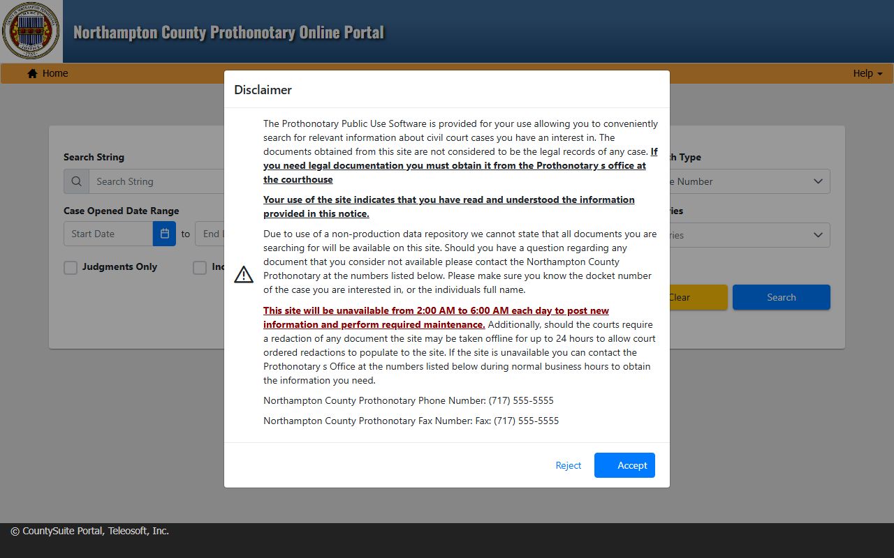 Northampton County court records civil search on the CountySuite Prothonotary portal