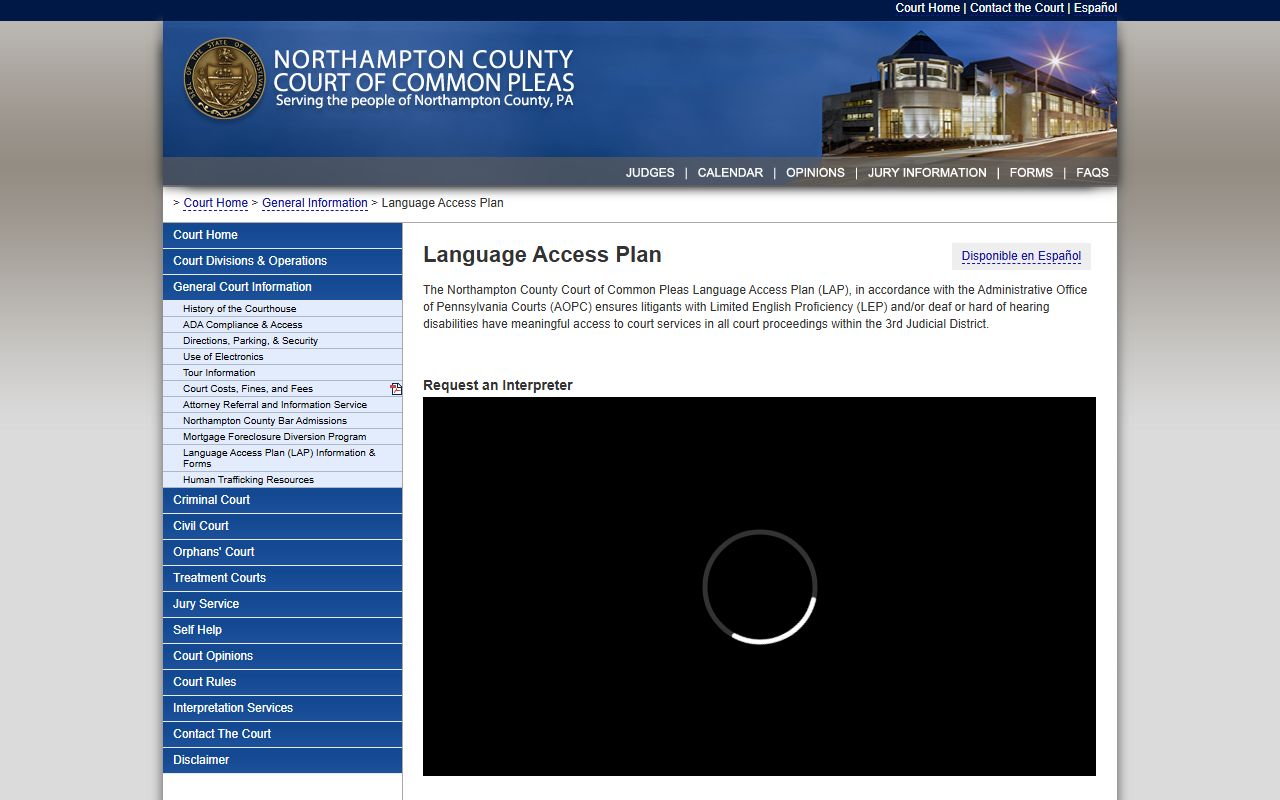 Northampton County Language Access Plan supporting civil court records access