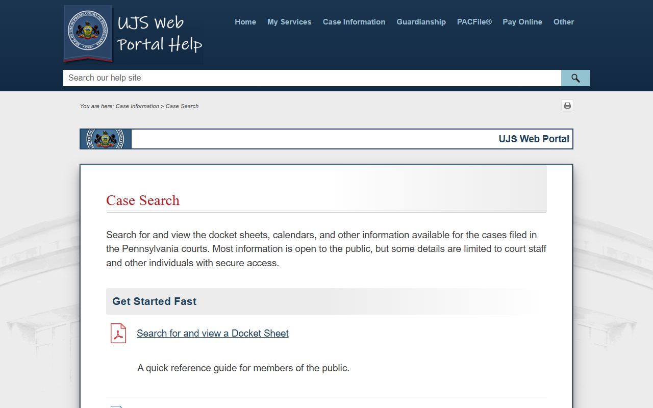 Northampton County court records search help on the UJS Case Search portal