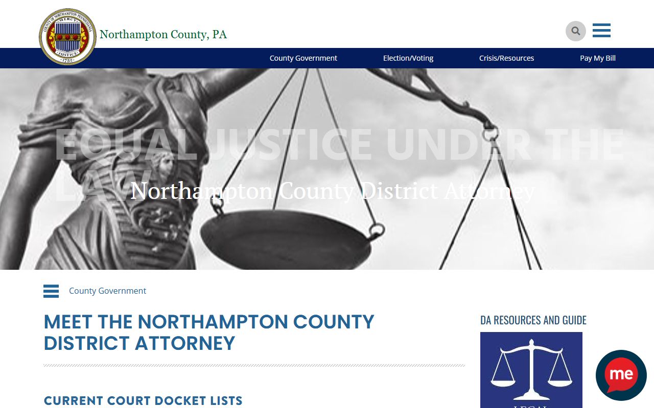 Northampton County arrest records on the District Attorney page