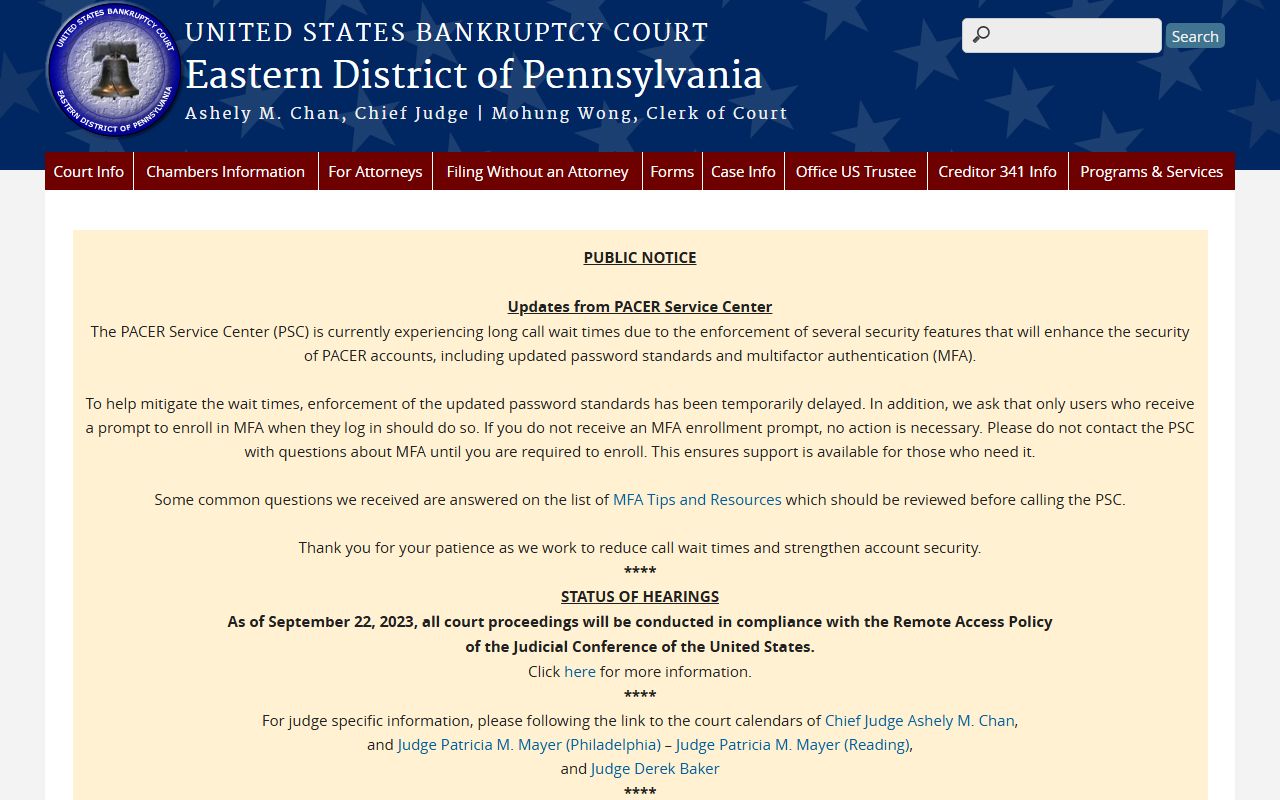 Northampton County Court of Common Pleas and the U.S. Bankruptcy Court for the Eastern District of Pennsylvania