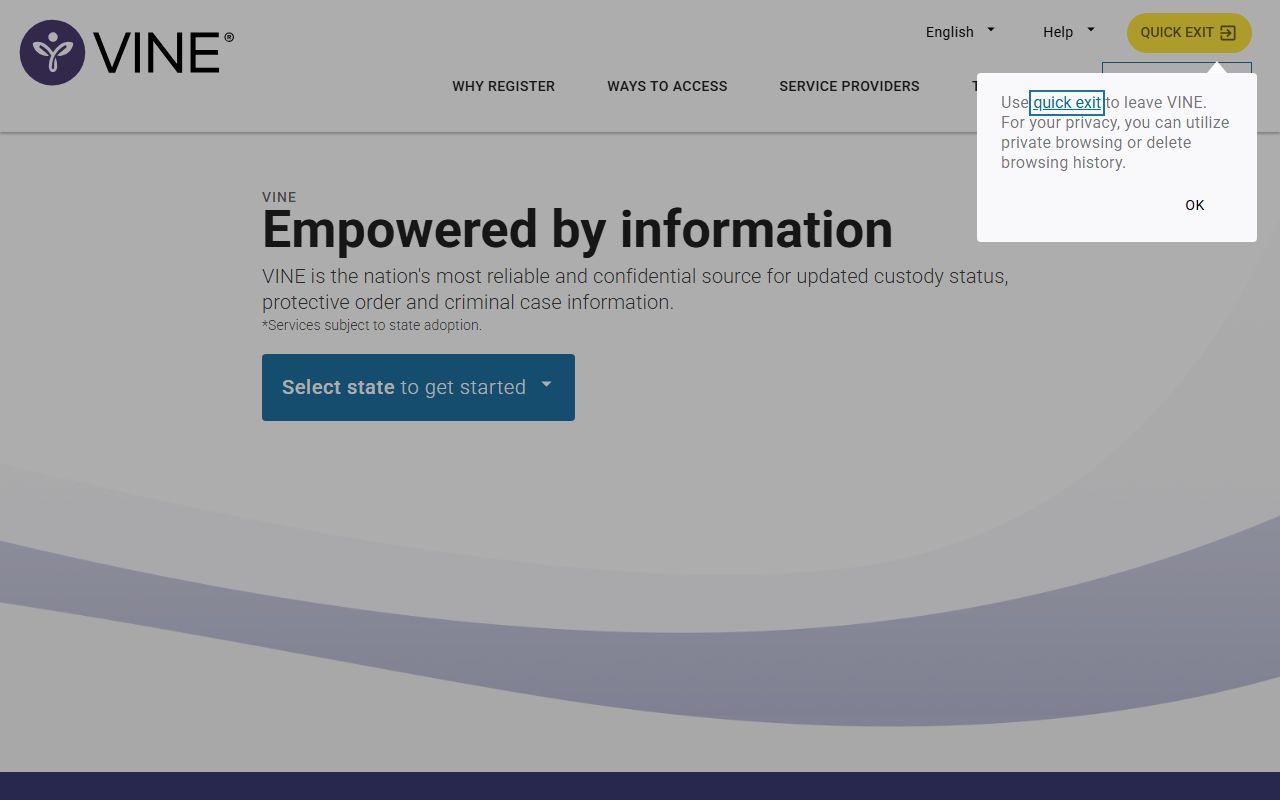 Northampton County jail population custody status notifications through VINELink