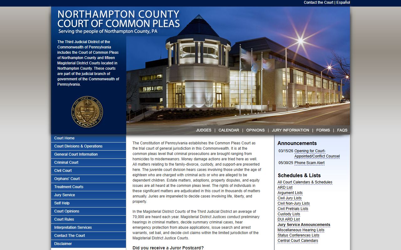Northampton County court site hub for marriage and divorce records resources