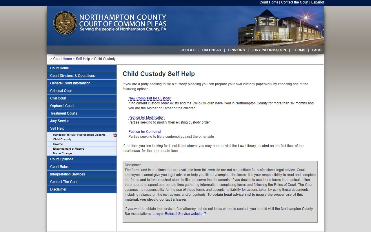 Northampton County child-custody resources connected to marriage and divorce records