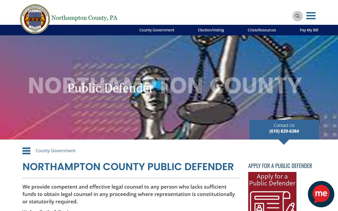 Northampton County released inmates Public Defender office page for reentry legal help