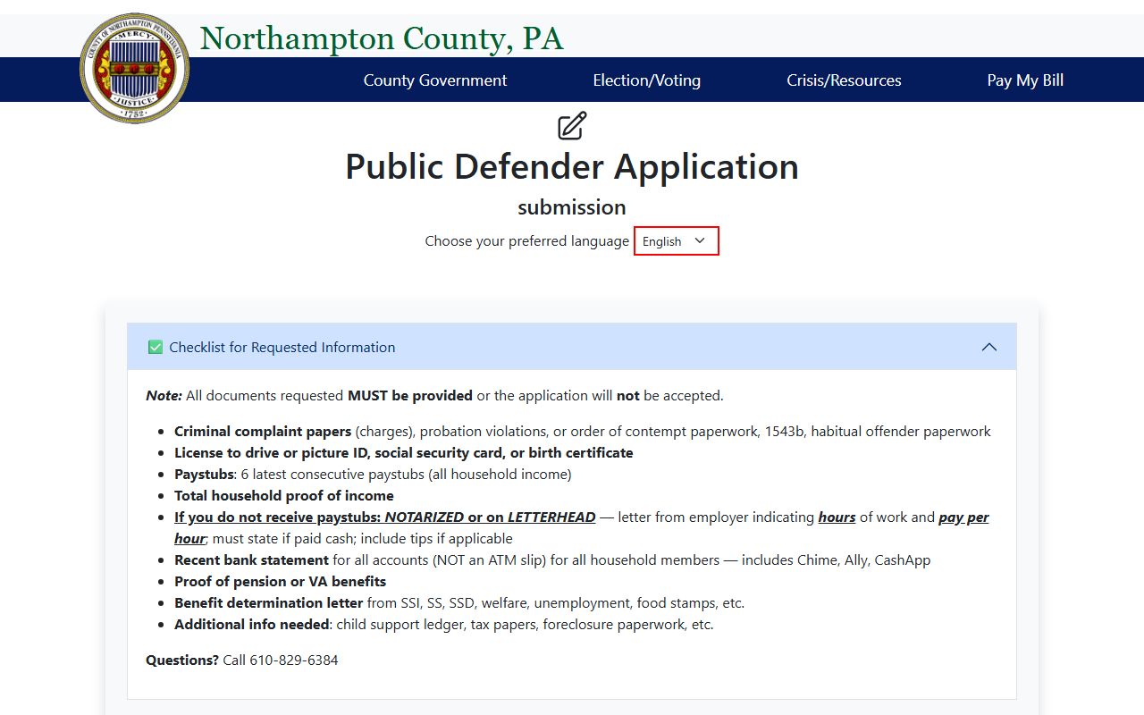 Northampton County released inmates Public Defender online application portal for inmate legal aid