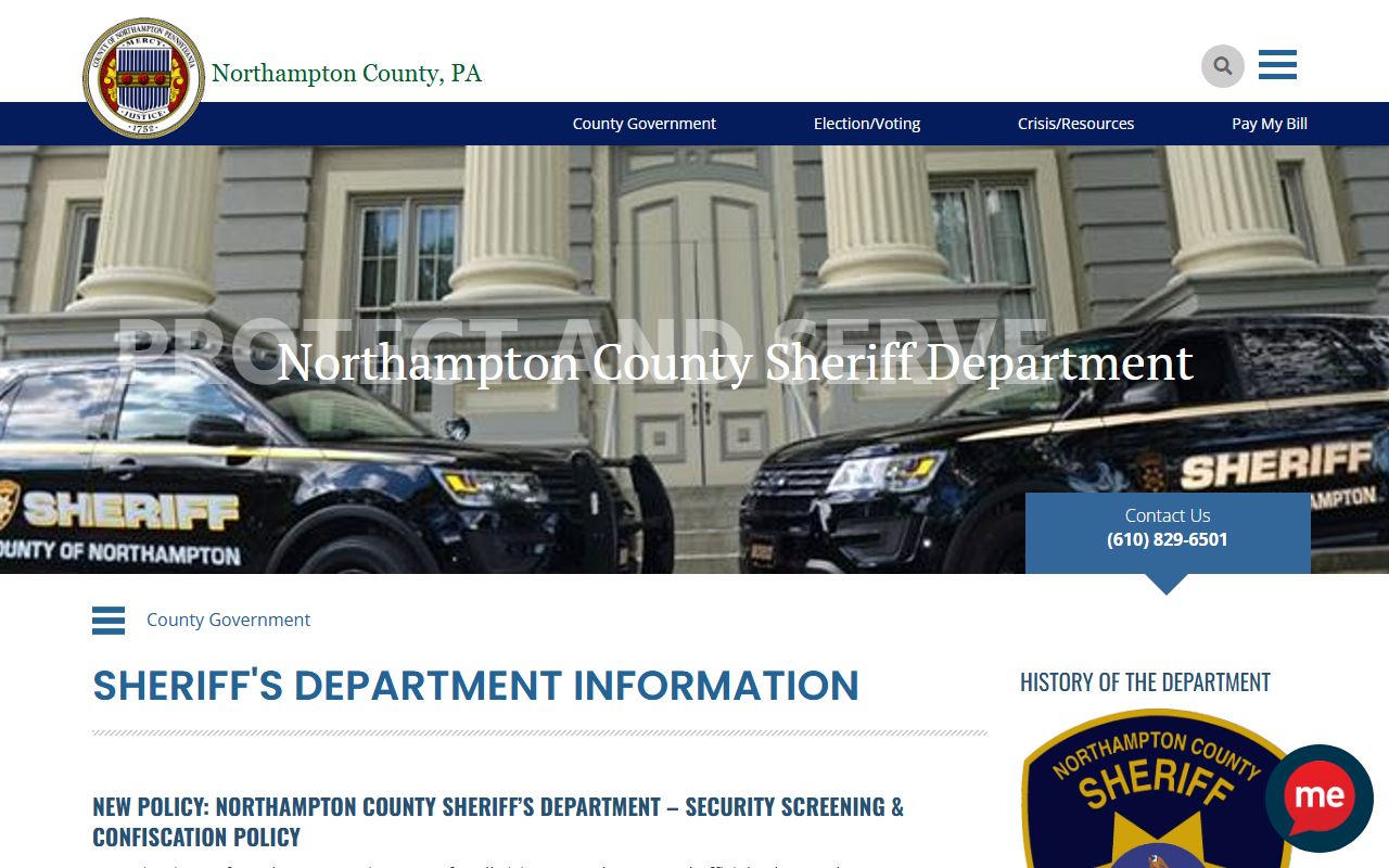 Northampton County warrant records and Sheriff's Department divisions including the Criminal Division